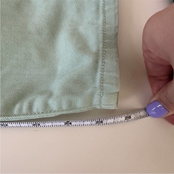 Tory Burch Alexa Cropped Jean Mint Green Goldtone Logo Buttons Size 29 - Picture 10 of 13